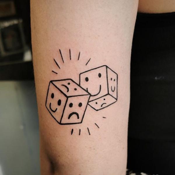 Dice outline tattoo
