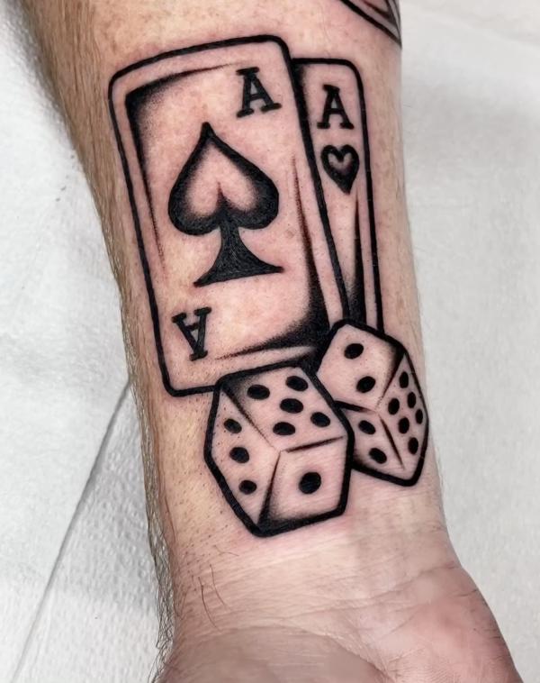 Dices and Ace of spades tattoo