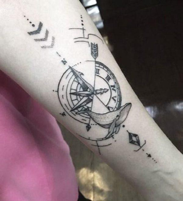 Dolphin-with-a-Compass-Tattoo