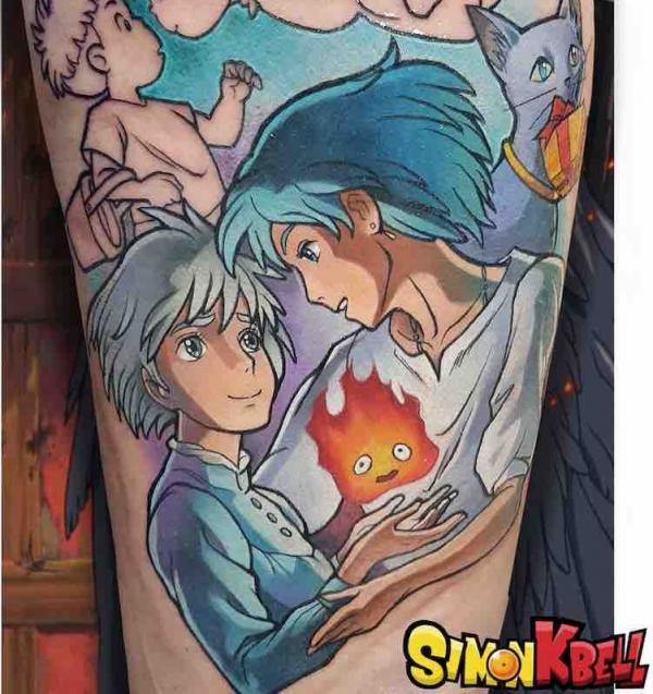 Howl and Sophie catching calcifer tattoo