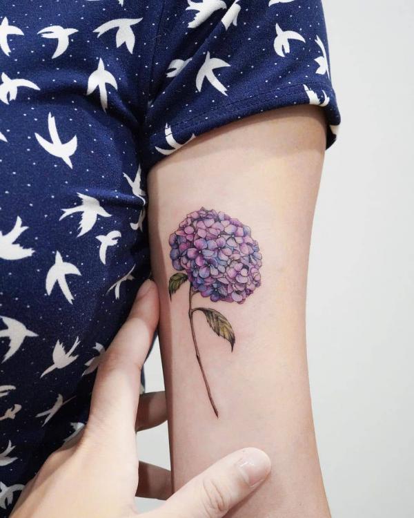 Hydrangea bicep tattoo
