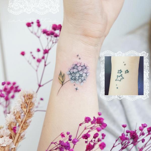 Hydrangea cover up tattoo