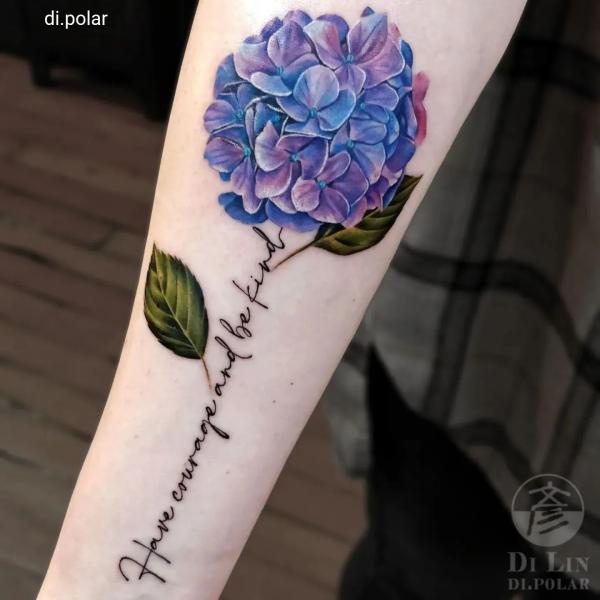 Hydrangea flower with quote Have Courage and Belief