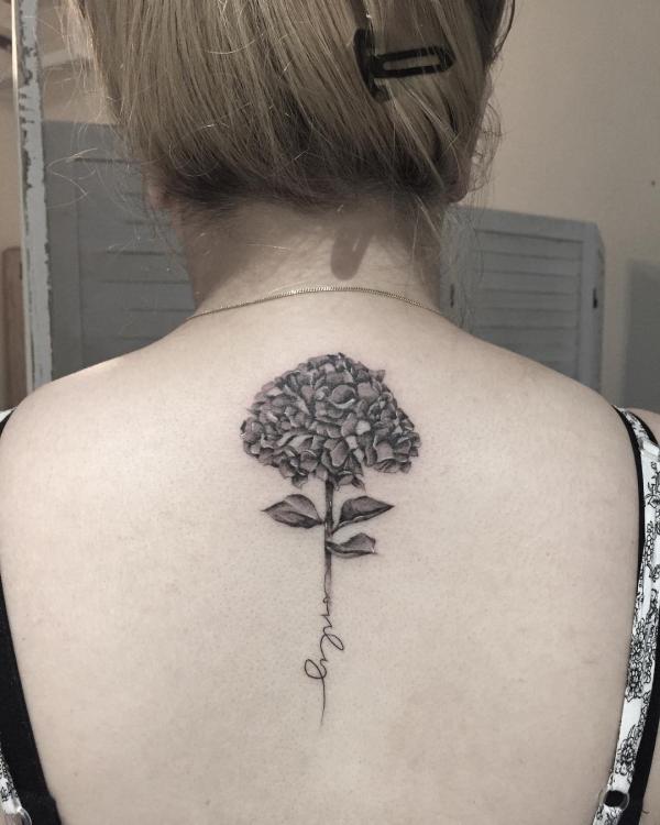 Hydrangea tattoo black and white