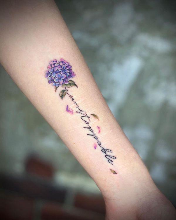 Hydrangea with words Tattoo