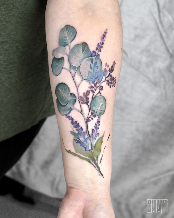 Lavender and eucalyptus tattoo