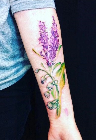 Lavender and lily of the valley tattoo