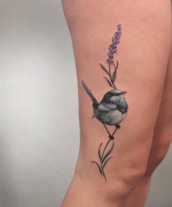 Lavender and robin tattoo