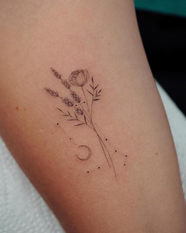 Lavender gemini tattoo