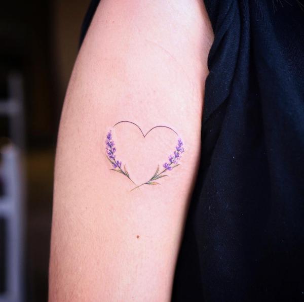 Lavender heart tattoo