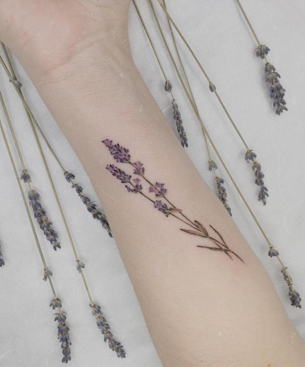 Lavender sprig tattoo