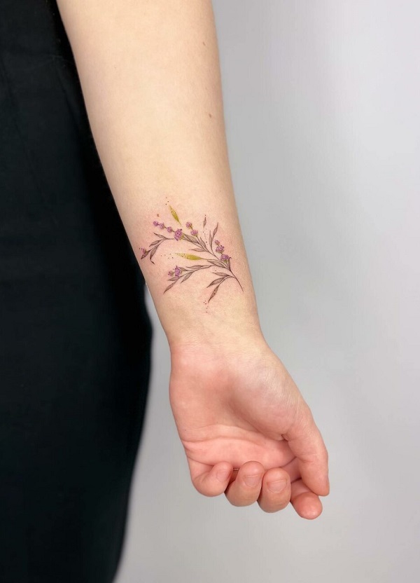 Lavender wrist tattoo