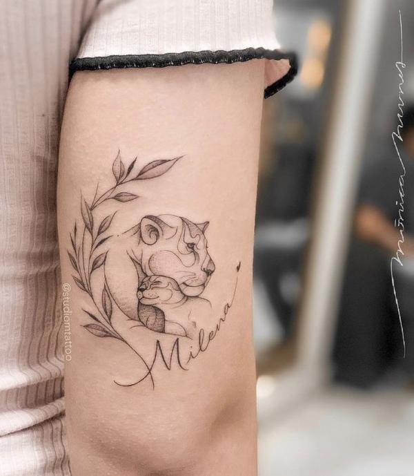 Lioness and cub love tattoo