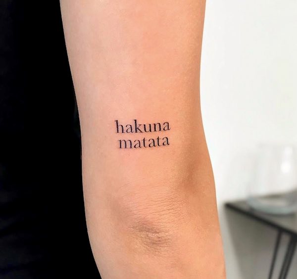 Hakuna Matata - a short quote tattoo to bring positivity to life by @steff_ink