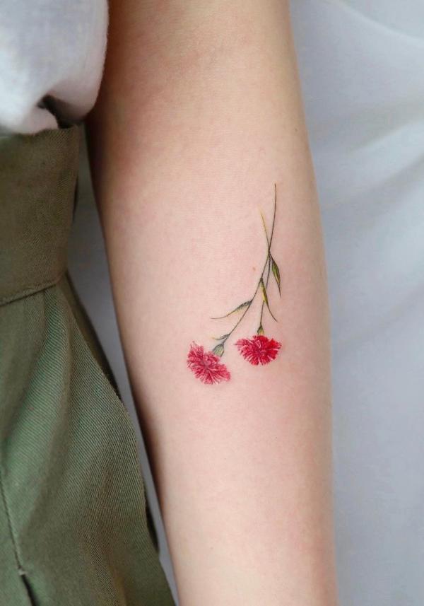 Minimalist carnation tattoo