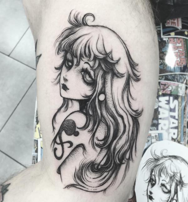 Nami from One Piece tattoo black and white
