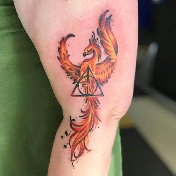 Phoenix and deathly hallows tattoo
