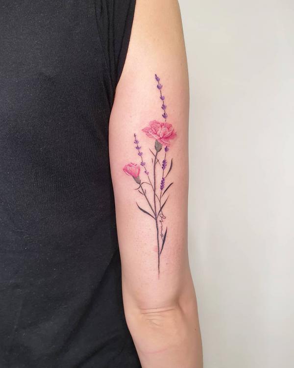 Pink carnation tattoo