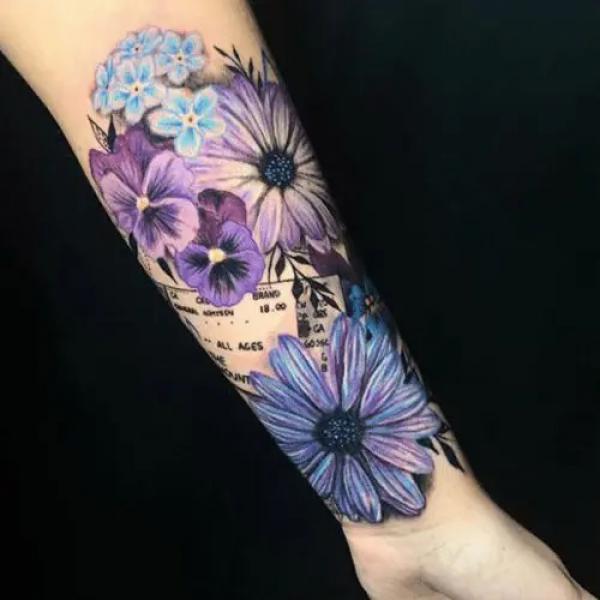 Purple daisy tattoo design