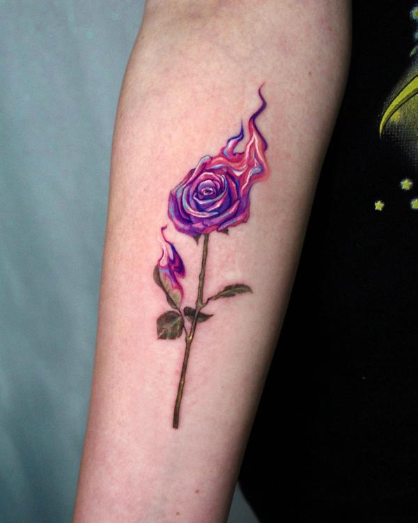 Purple flaming rose