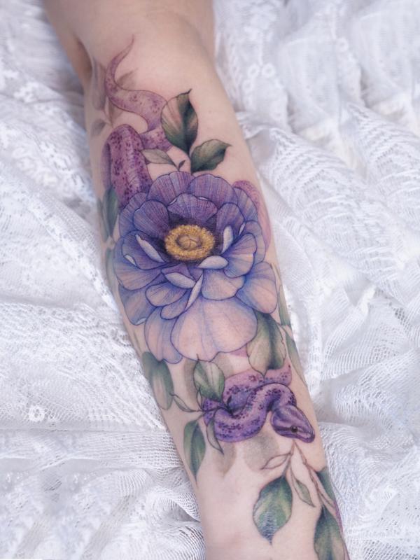 Purple rose and snake