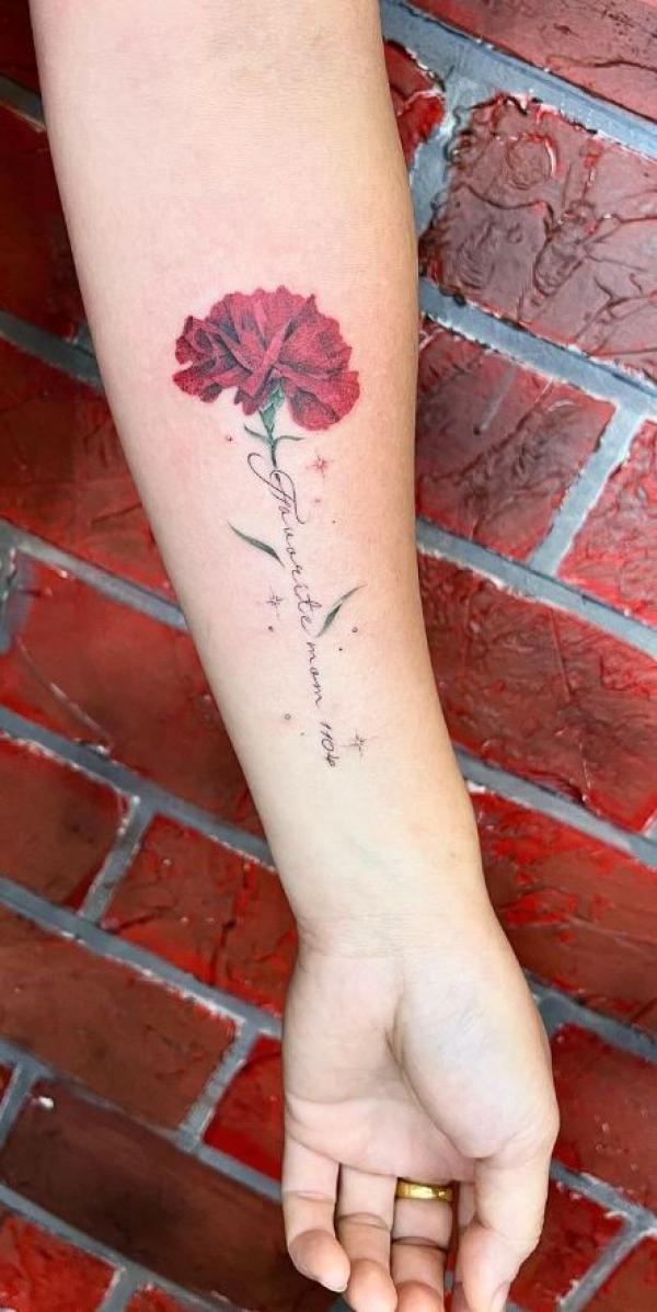 Red carnation tattoo