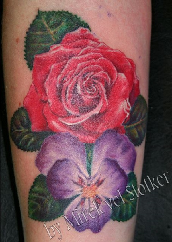 Rose and violet flower