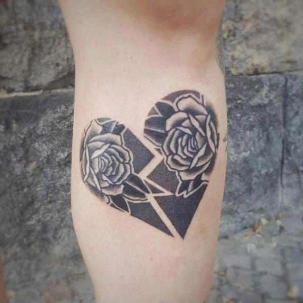 Rose broken heart tattoo