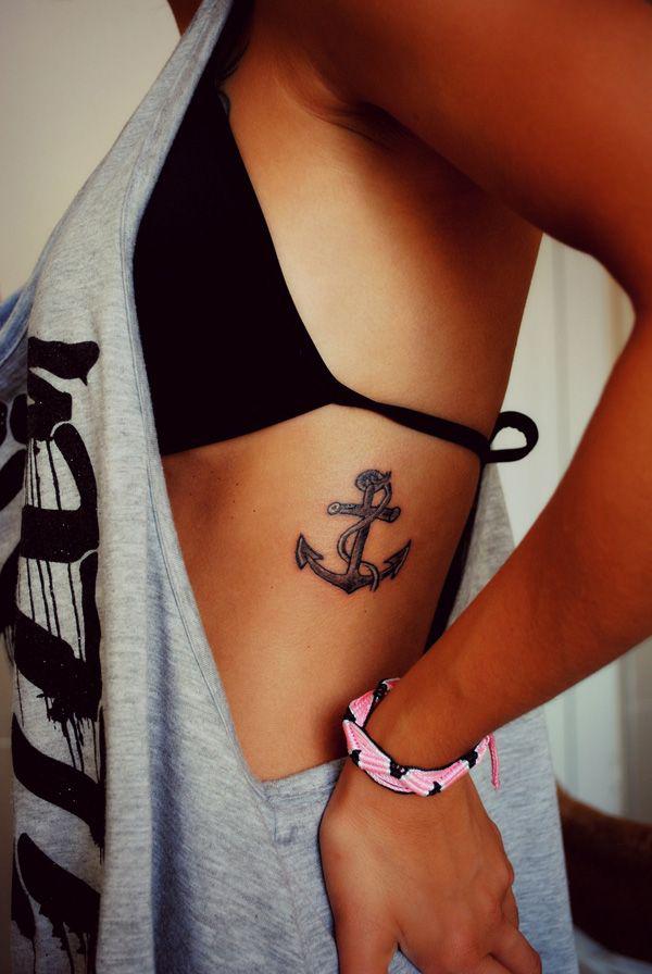 Small anchor side boob tattoo
