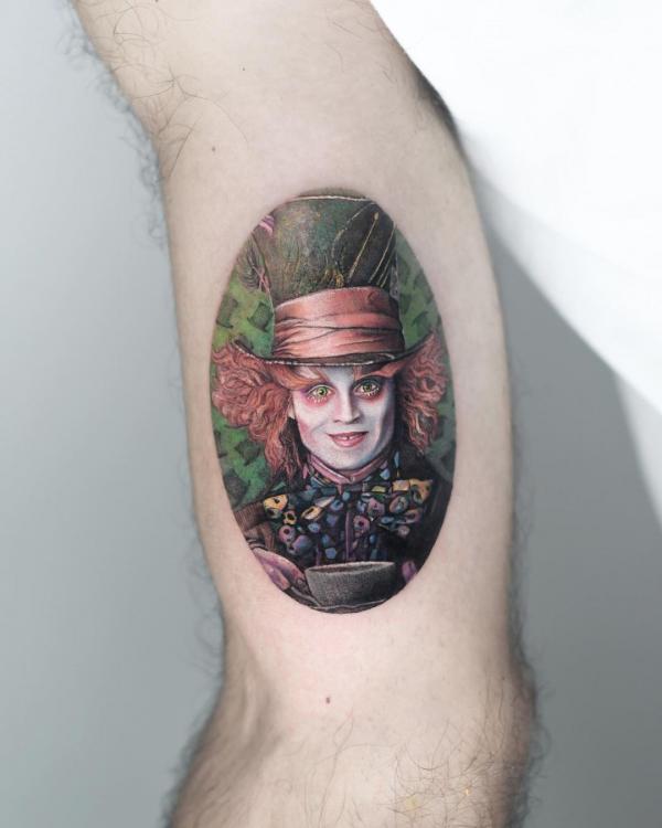 The Hatter portrait tattoo