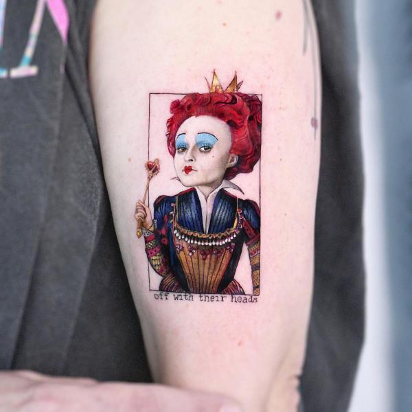 The Queen of Hearts portrait tattoo