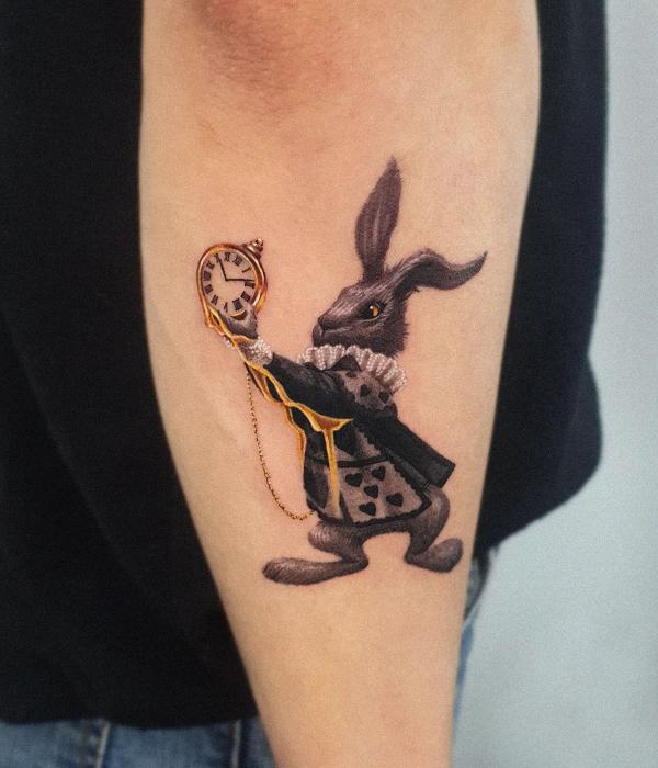 The Rabbit holding a clock