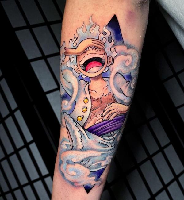 The laugh of fifth gear monkey D luffy tattoo