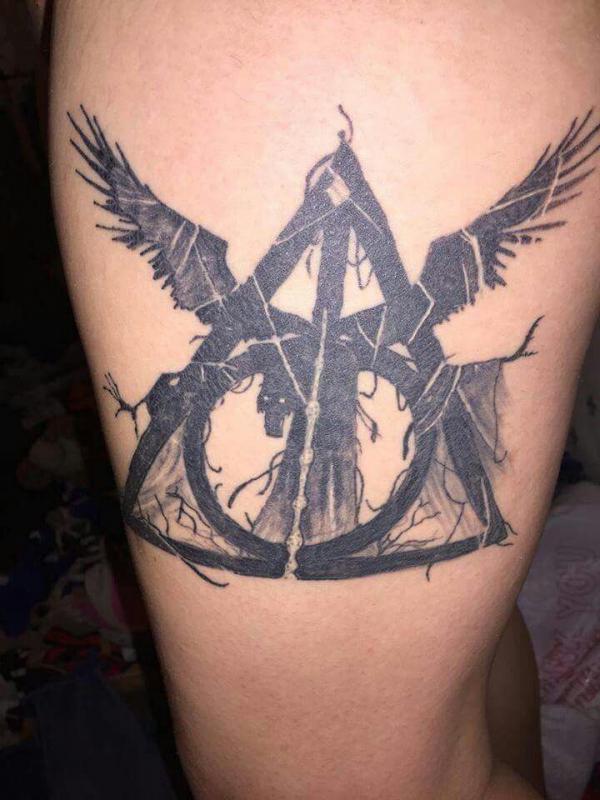 Thestrals with deathly hallows tattoo