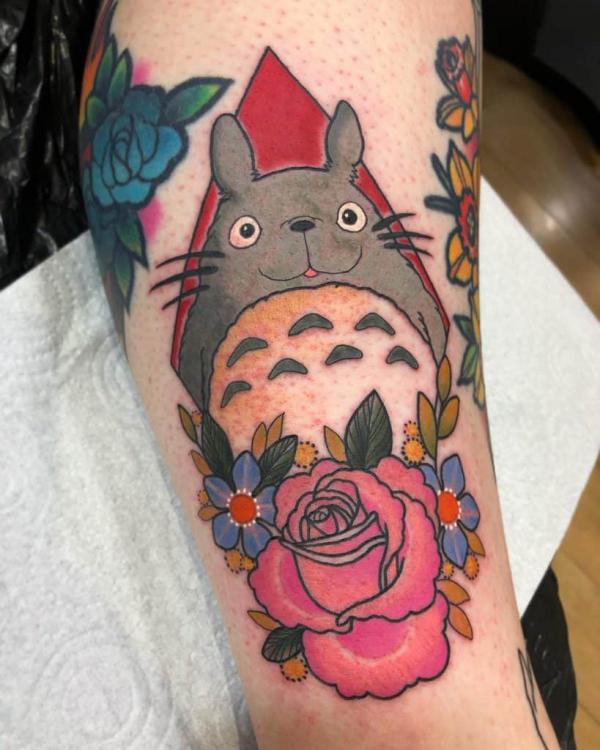 Totoro and rose tattoo