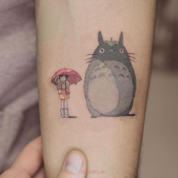 Totoro with Mei and Satsuki tattoo