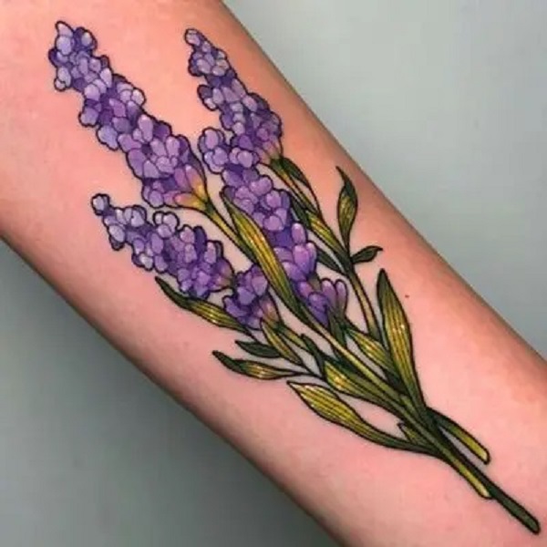 Traditional lavender tattoo