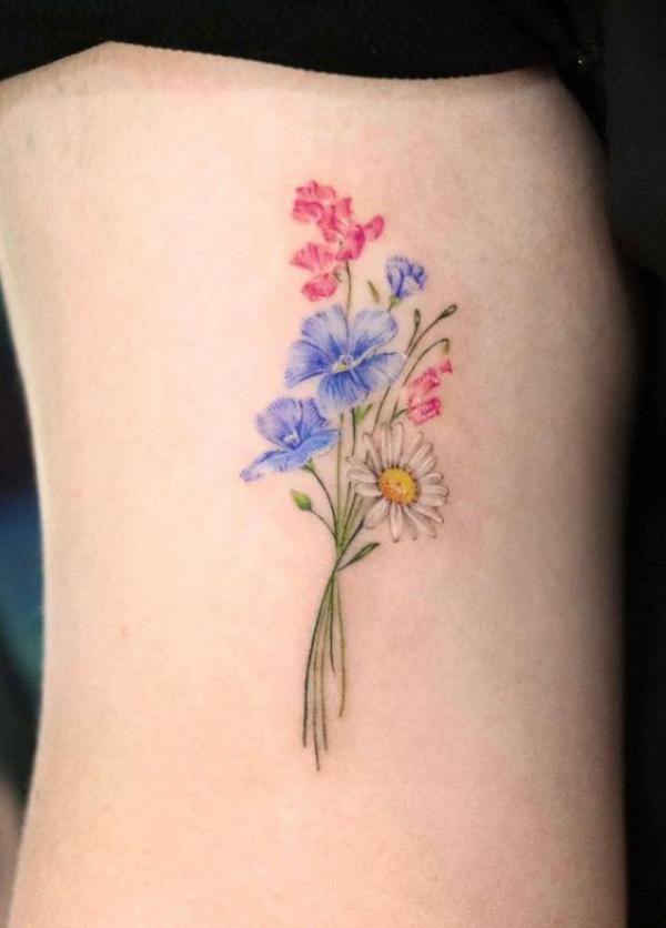 Violet and daisy tattoo