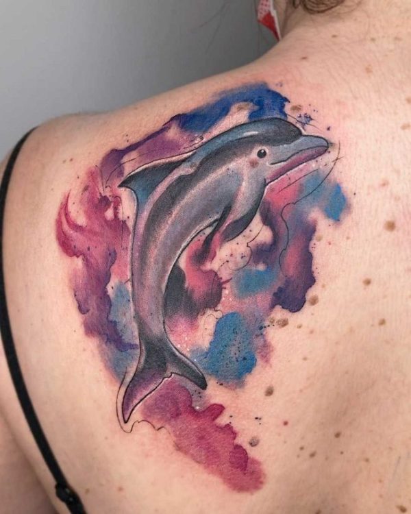 Watercolor-Dolphin-Tattoo