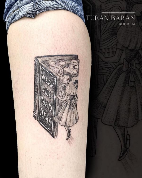 We are all mad here book tattoo