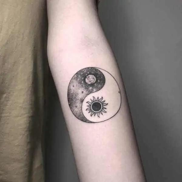 Yin yang sun and moon tattoo