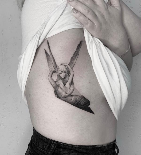 cupid and psyche tattoo on side