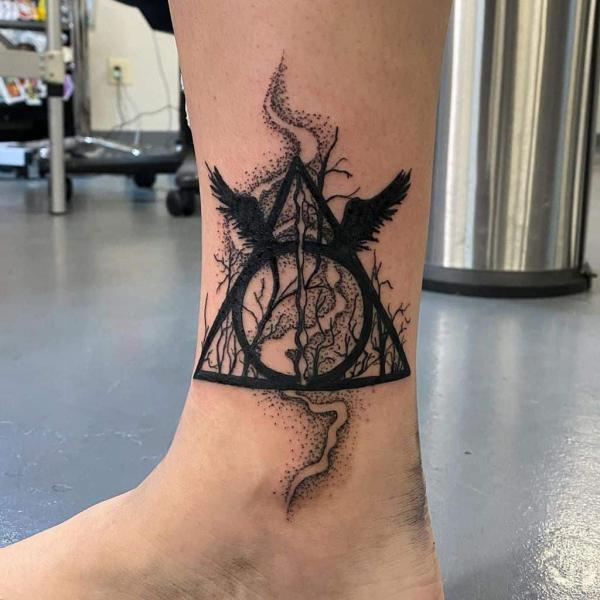 deathly hallows ankle tattoo
