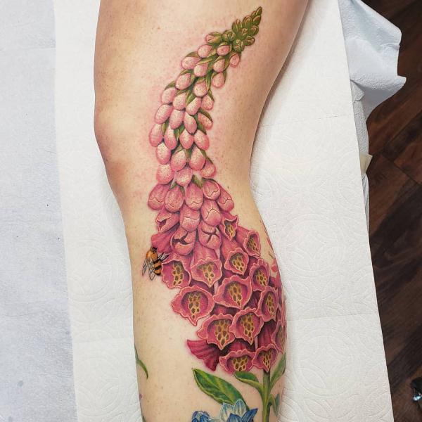 foxglove and bee tattoo