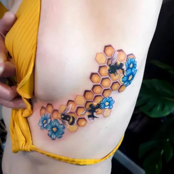 honeycomb side boob tattoo