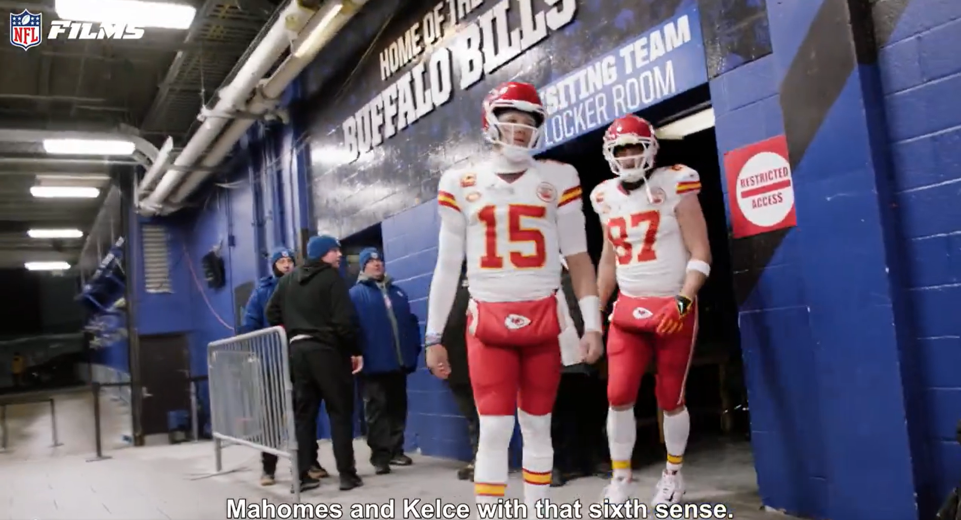 Mahomes and Kelce meant business coming up against the Bills this past playoffs