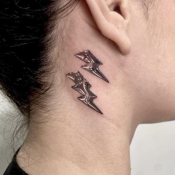 lightning and thunderbolt neck tattoo