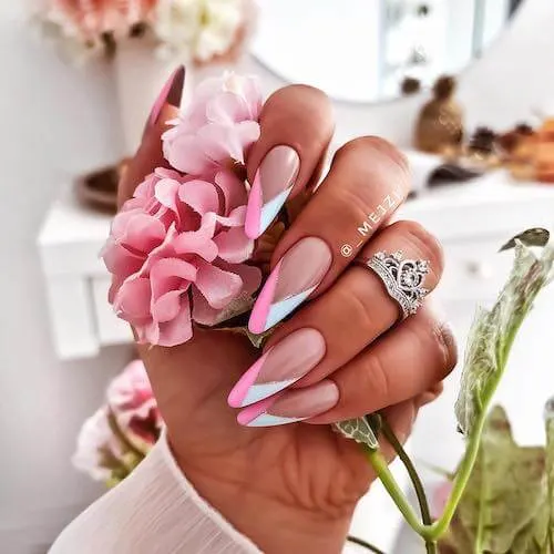 White And Pink Stiletto Nails
