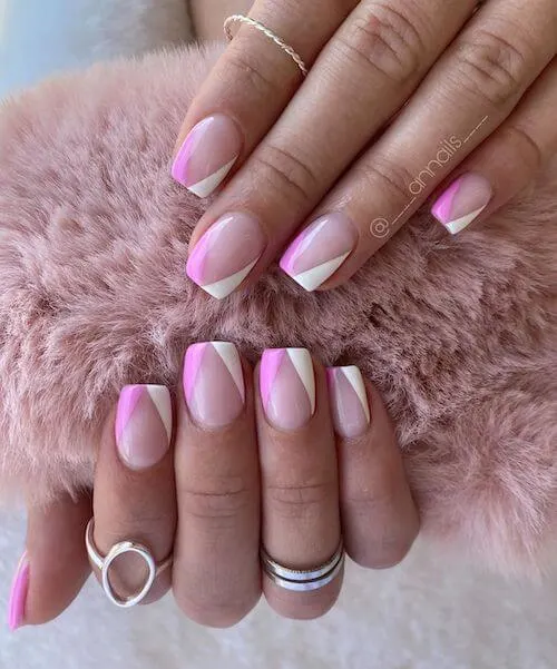 Simple pink and white nail designs