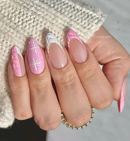 Pink And White French Nails